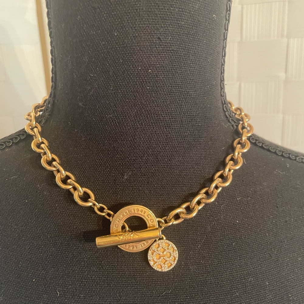 Vintage Coach Gold Chain Necklace with Pendant